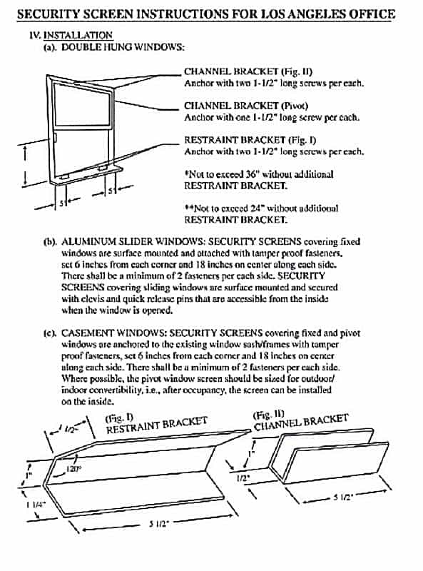 Security Screen Instructions 1